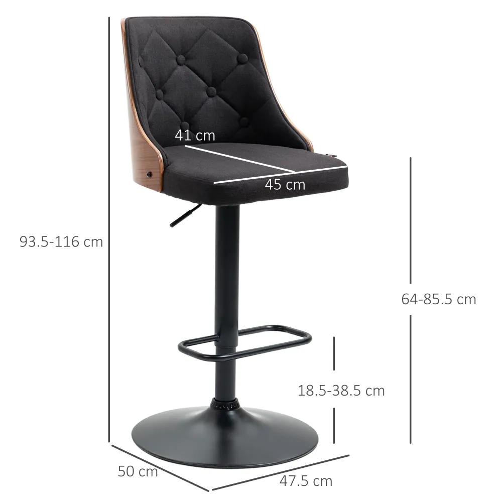EasyComfort Set 2 Sgabelli Alti Girevoli da Cucina e Bar, Moderni ad Altezza Regolabile Tessuto Traspirante, 47.5x50x93.5-...