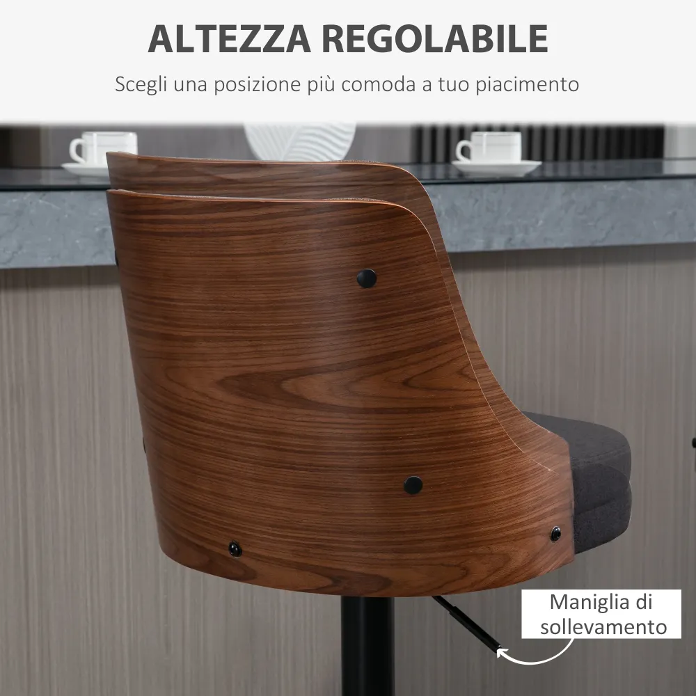 EasyComfort Set 2 Sgabelli Alti Girevoli da Cucina e Bar, Moderni ad Altezza Regolabile Tessuto Traspirante, 47.5x50x93.5-...