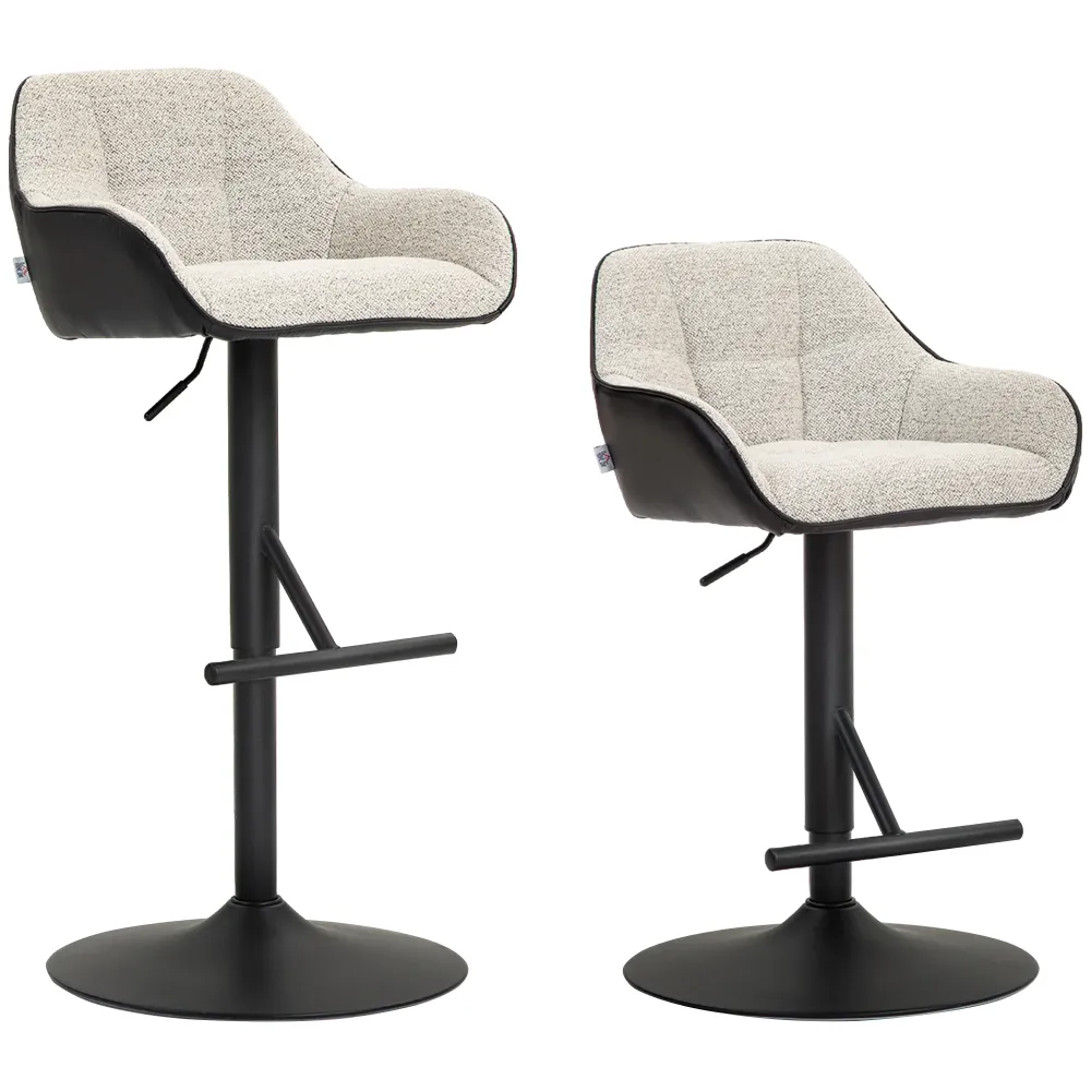 EasyComfort Set 2 Sgabelli Alti Imbottiti con Schienale e Braccioli da cucina, Seduta ad Altezza Regolabile da bar, Nero G...