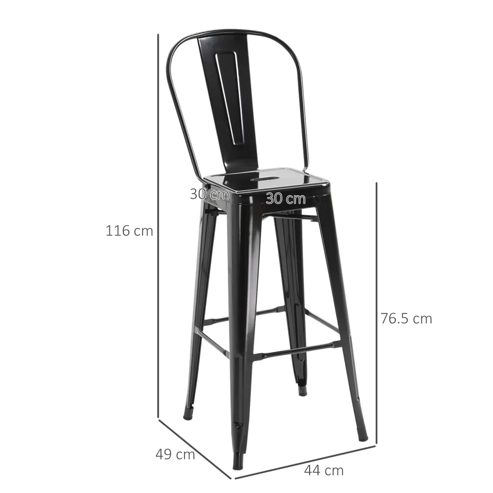 EasyComfort Set 4 Sgabelli Alti Impilabili da bar e Casa Design Industriale con Schienale Rimovibile e Poggiapiedi, per In...