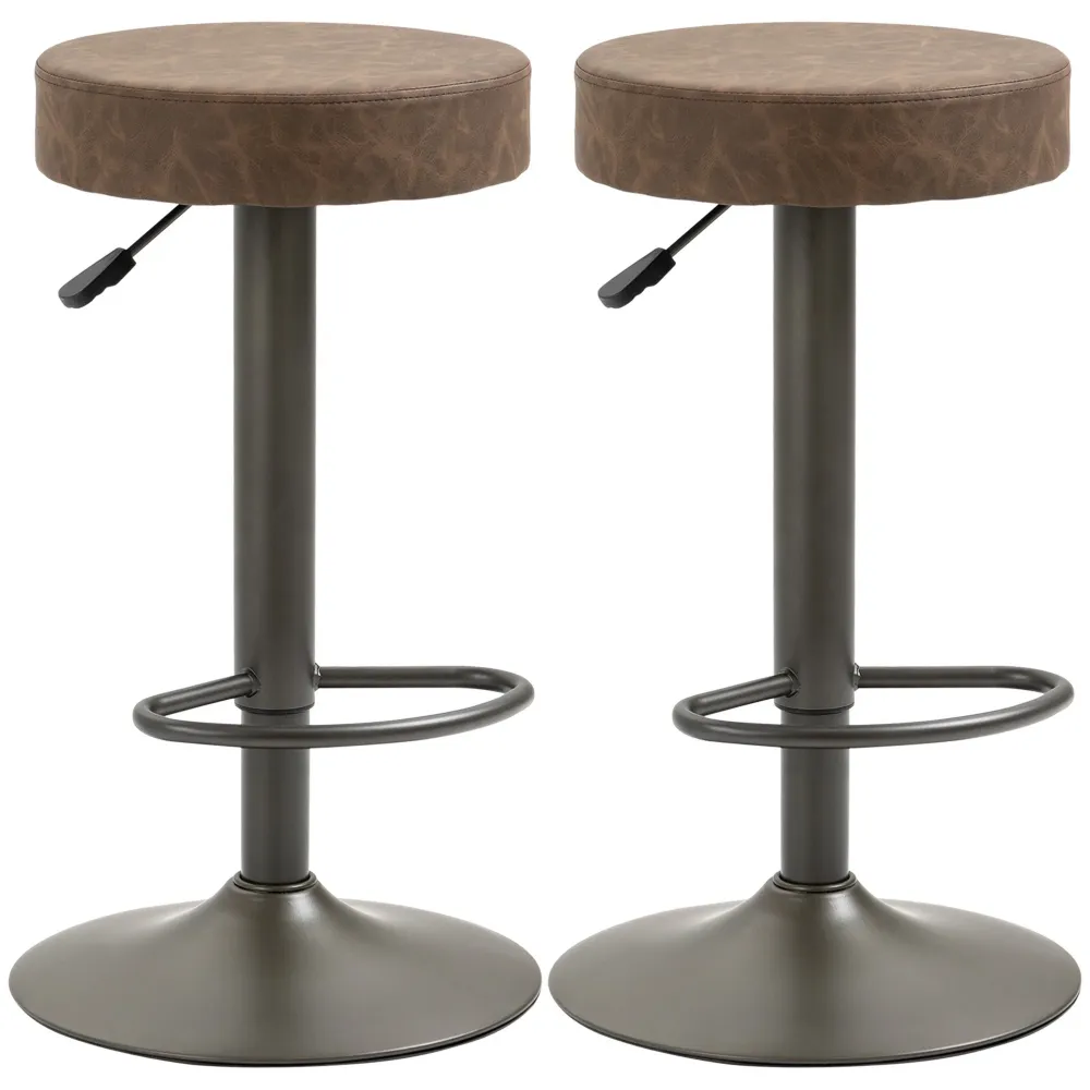 EasyComfort Set 2 Sgabelli Alti Moderno da Bar Girevoli con Poggiapiedi e Altezza Regolabile, pelle PU, 35x36x64-85cm, Mar...