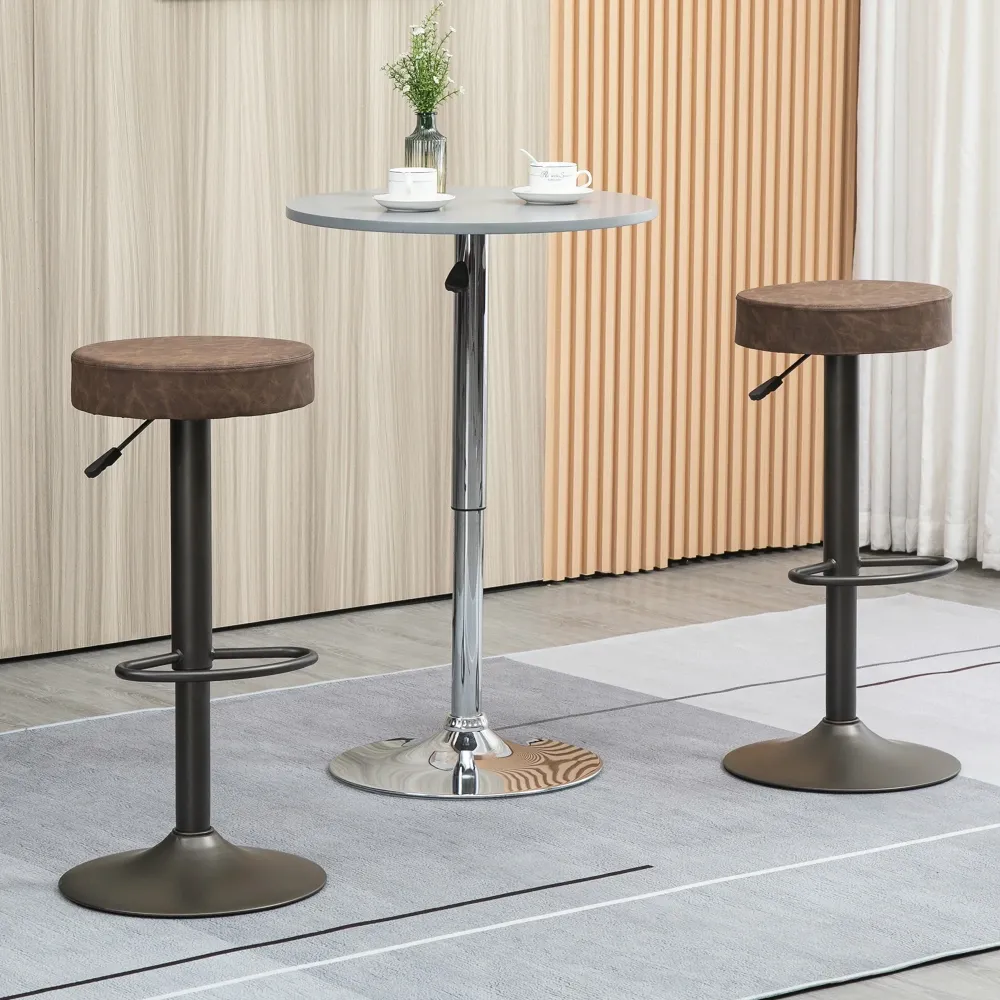 EasyComfort Set 2 Sgabelli Alti Moderno da Bar Girevoli con Poggiapiedi e Altezza Regolabile, pelle PU, 35x36x64-85cm, Mar...
