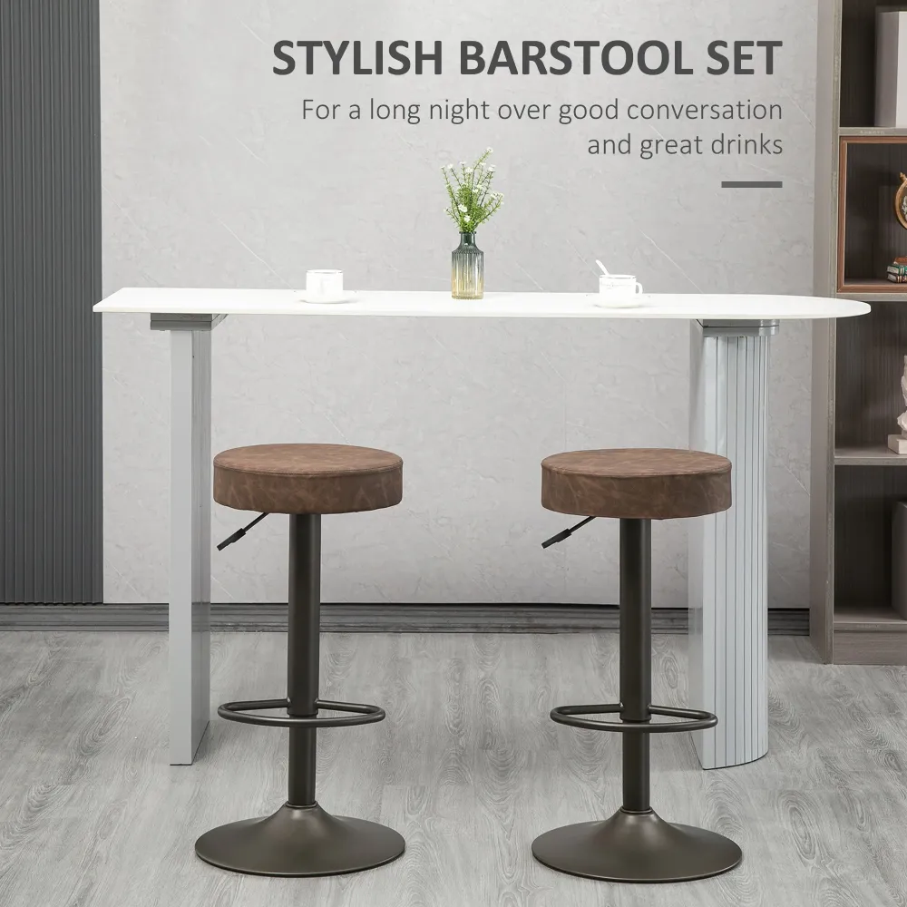 EasyComfort Set 2 Sgabelli Alti Moderno da Bar Girevoli con Poggiapiedi e Altezza Regolabile, pelle PU, 35x36x64-85cm, Mar...