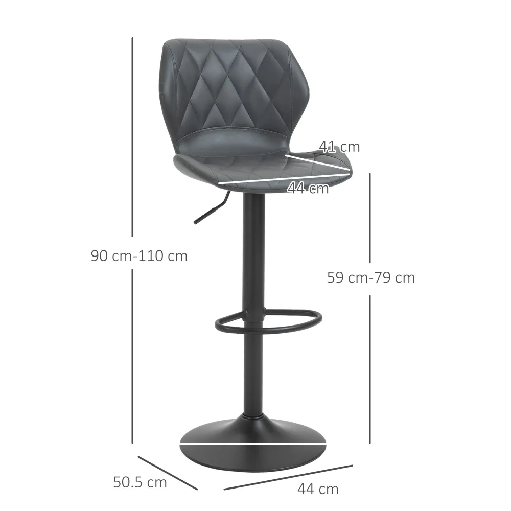 Easycomfort Set di 2 Sgabelli da Bar Alti Finta Pelle con Altezza Regolabile, Sgabelli Cucina Girevoli con Schienale e Pog...