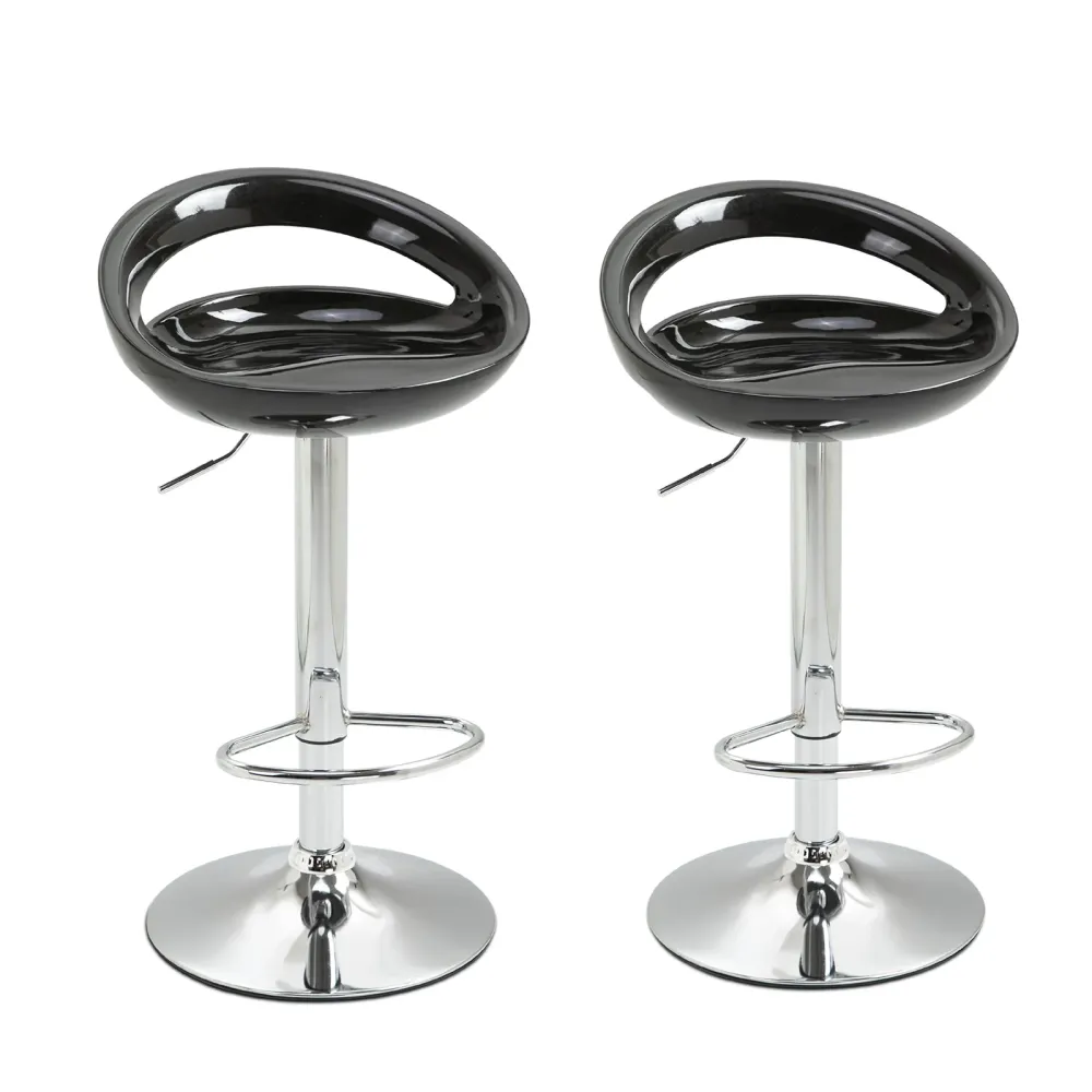 Easycomfort Set 2 Sgabelli da Bar Alti Girevoli con Schienale e Poggiapiedi, Altezza Regolabile Base Acciaio Seduta ABS Ne...