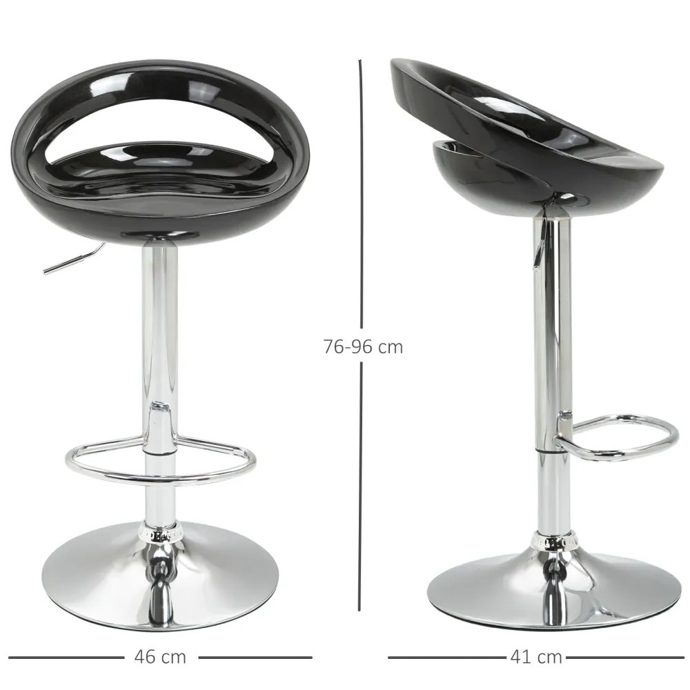 Easycomfort Set 2 Sgabelli da Bar Alti Girevoli con Schienale e Poggiapiedi, Altezza Regolabile Base Acciaio Seduta ABS Ne...