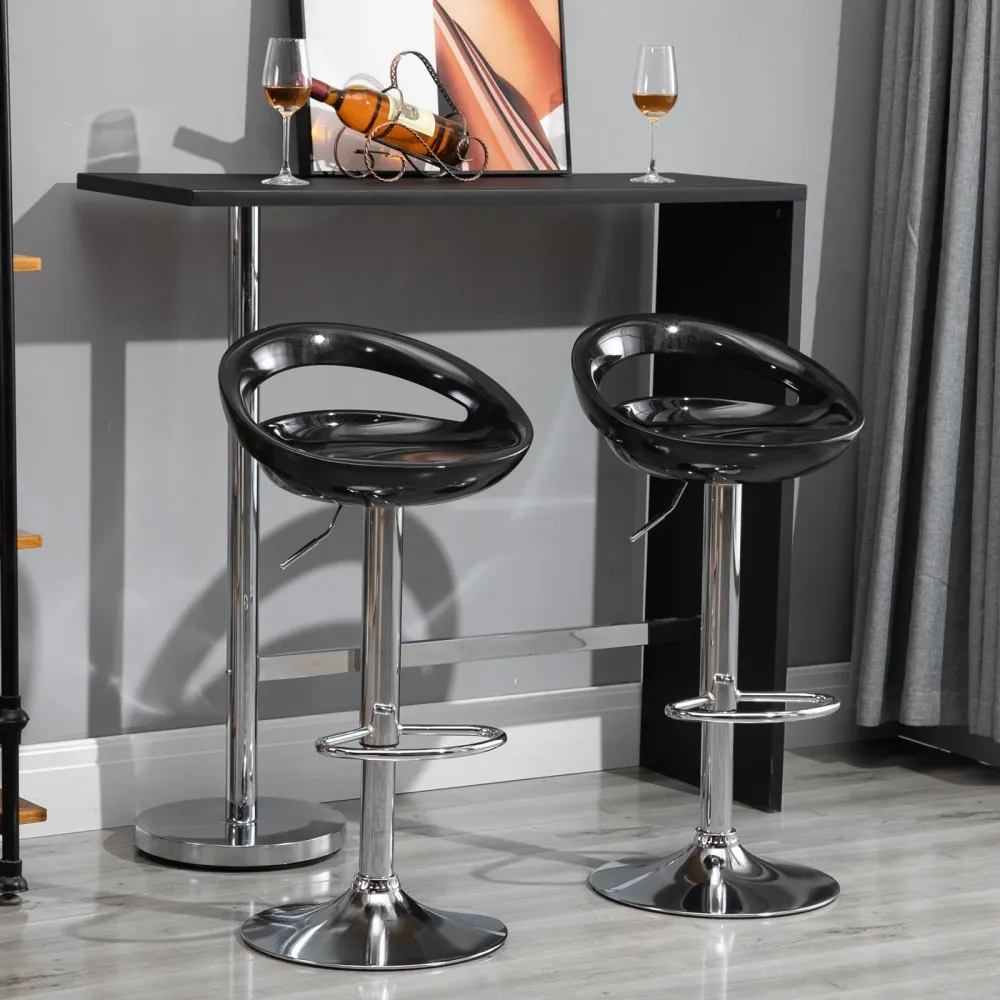 Easycomfort Set 2 Sgabelli da Bar Alti, Sgabelli Girevoli 360°, con Schienale e Poggiapiedi, Altezza Regolabile, Base Acci...