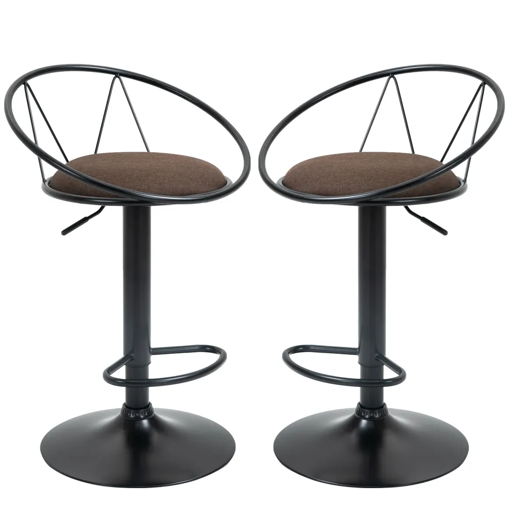 EasyComfort Set 2 Sgabelli da Bar Girevoli con Schienale e Poggiapiedi Metallo, Altezza Regolabile e Seduta Imbottita per...