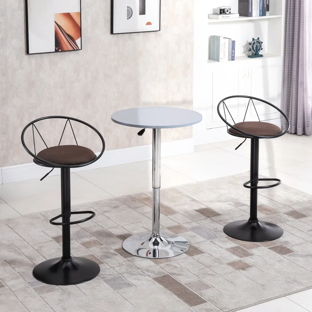 EasyComfort Set 2 Sgabelli da Bar Girevoli con Schienale e Poggiapiedi Metallo, Altezza Regolabile e Seduta Imbottita per...