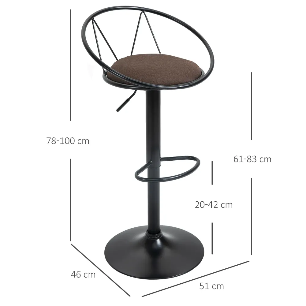 EasyComfort Set 2 Sgabelli da Bar Girevoli con Schienale e Poggiapiedi Metallo, Altezza Regolabile e Seduta Imbottita per...