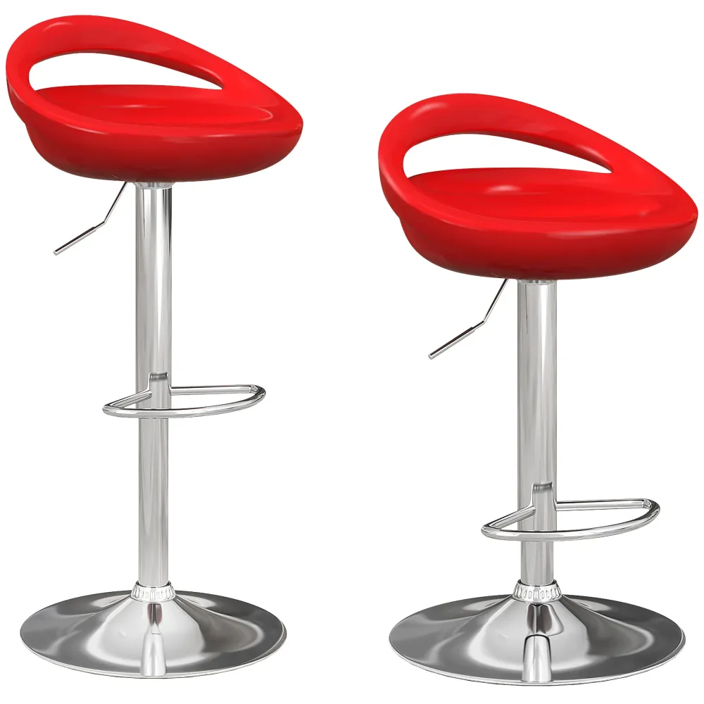 EasyComfort Set 2 Sgabelli da Bar Girevoli con Poggiapiedi, Altezza Regolabile Base Acciaio Seduta ABS, Rosso