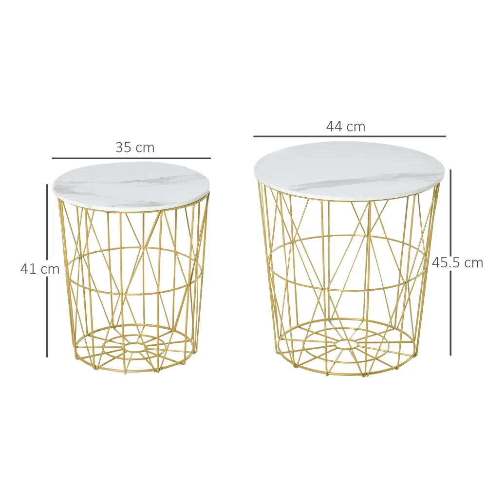 Easycomfort Set 2 Tavolini da Salotto Moderni Impilabili con Ripiano Rimovibile, Tavolino da Caffè con Contenitore per Sog...