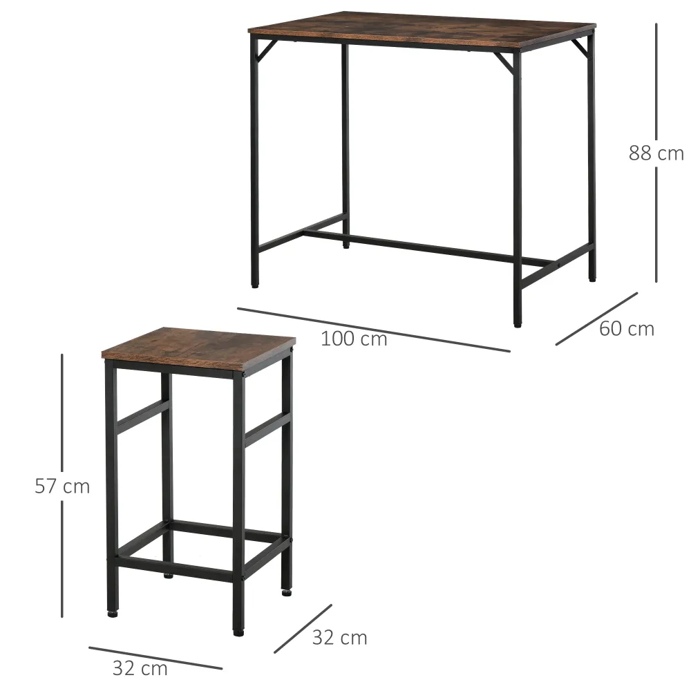 EasyComfort Set Tavolo Alto con 4 Sgabelli Stile Industriale Metallo e Legno, Arredamento Moderno Soggiorno e Cucina, Marr...
