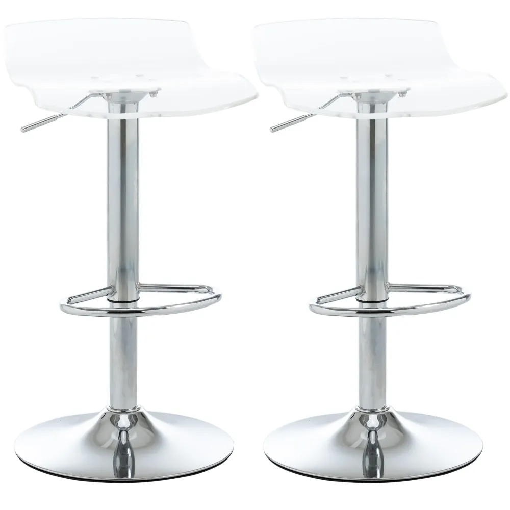 EasyComfort Sgabelli Alti da Bar Moderno con Altezza Regolabile, Set 2 Seduta Girevole e Poggiapiedi, Metallo e Acrilico,...
