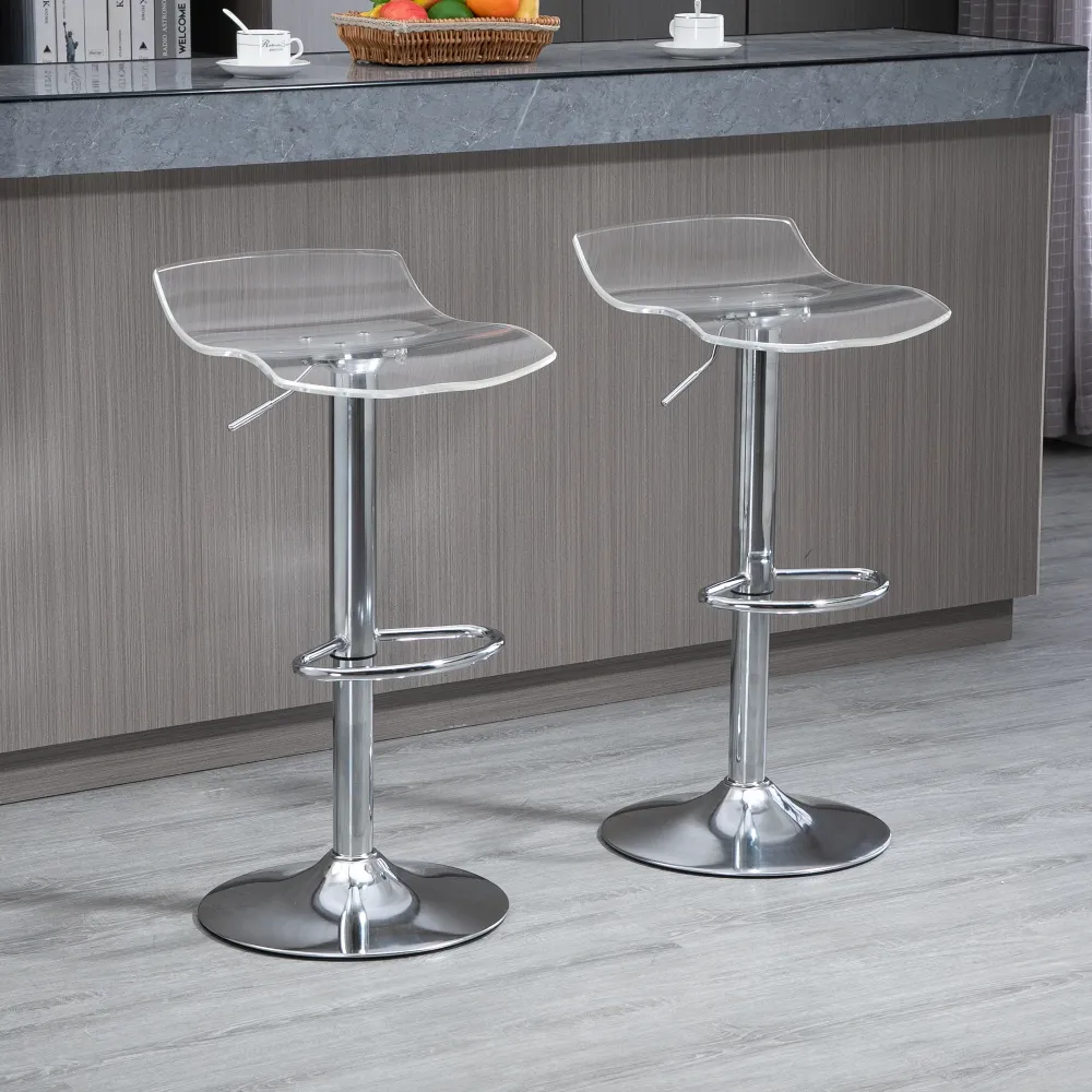 EasyComfort Sgabelli Alti da Bar Moderno con Altezza Regolabile, Set 2 Seduta Girevole e Poggiapiedi, Metallo e Acrilico,...