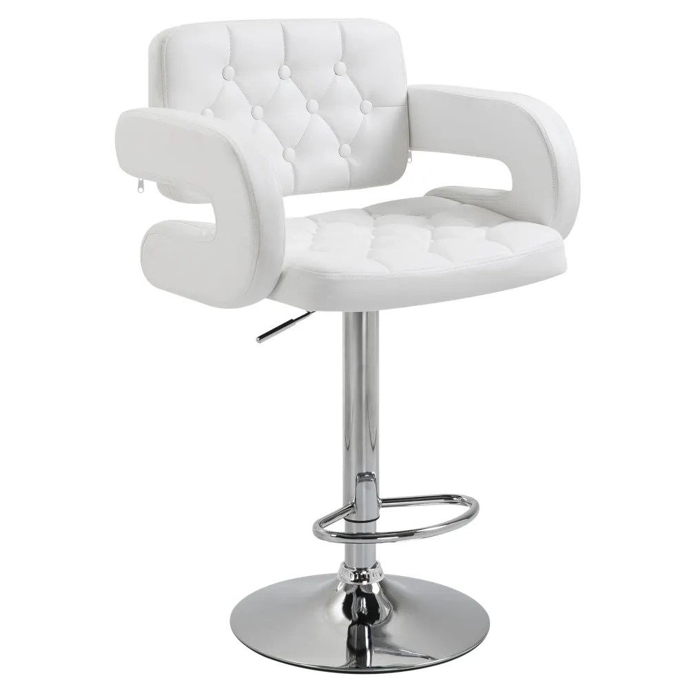 EasyComfort Sgabello Alto Moderno da Bar con Schienale e Braccioli, Regolabile e Girevole, per Cucina o Pub, 64x50x94-114c...