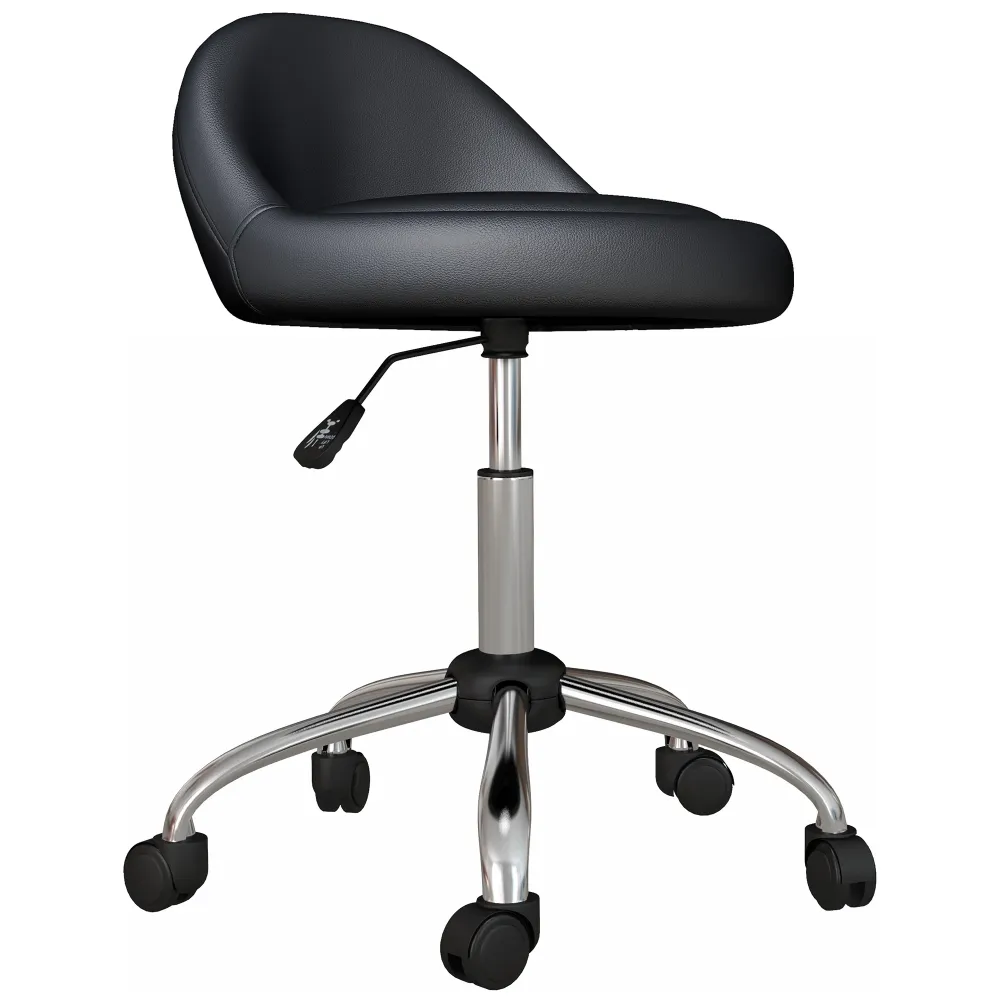 EasyComfort Sgabello con Ruote, Seduta Girevole, Altezza Regolabile e Rivestimento Finta Pelle PU, Nero