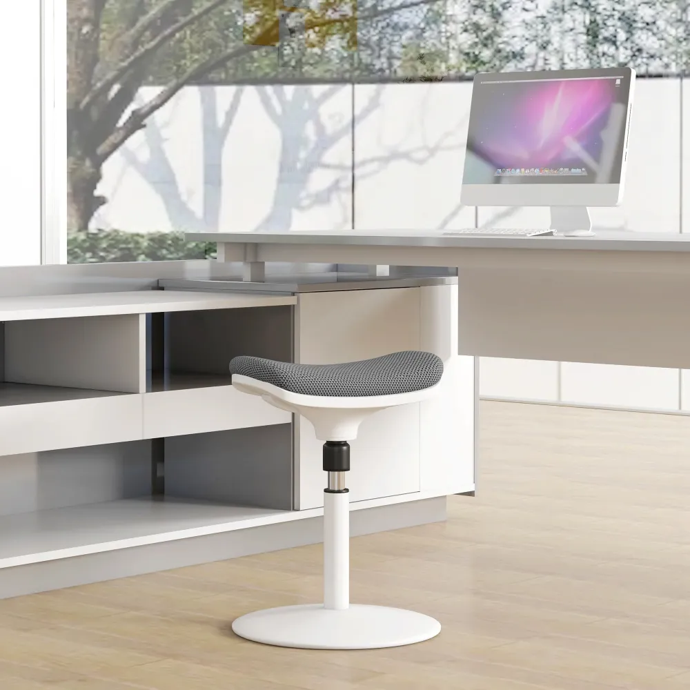 EasyComfort Sgabello Ergonomico e Imbottito ad Altezza Regolabile con Inclinazione 5°, 41.5x41.5x51.5-71.5 cm, Grigio
