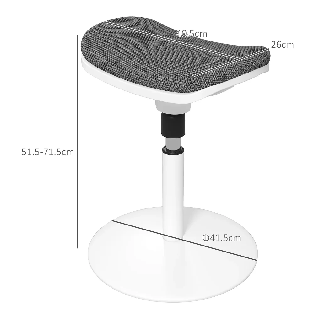 EasyComfort Sgabello Ergonomico e Imbottito ad Altezza Regolabile con Inclinazione 5°, 41.5x41.5x51.5-71.5 cm, Grigio