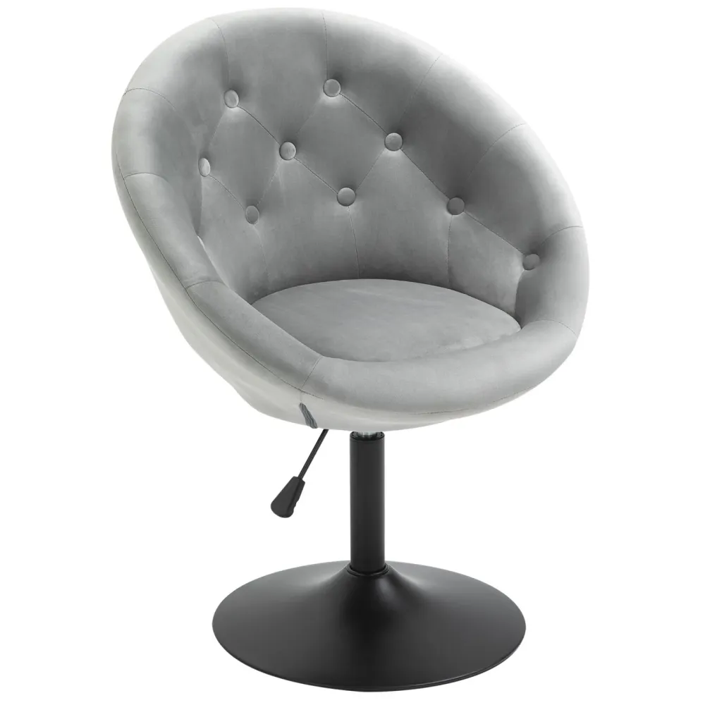 EASYCOMFORT Sgabello Imbottito con Altezza Regolabile e Rivestimento Velluto Grigio