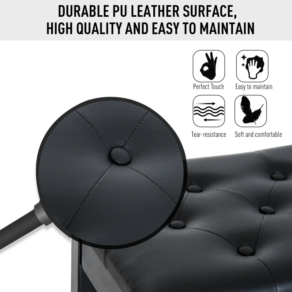 EASYCOMFORT Sgabello Panchetta Panchina Sedia per Pianoforte con vano portaoggetti, Nero, 75x35x50 cm