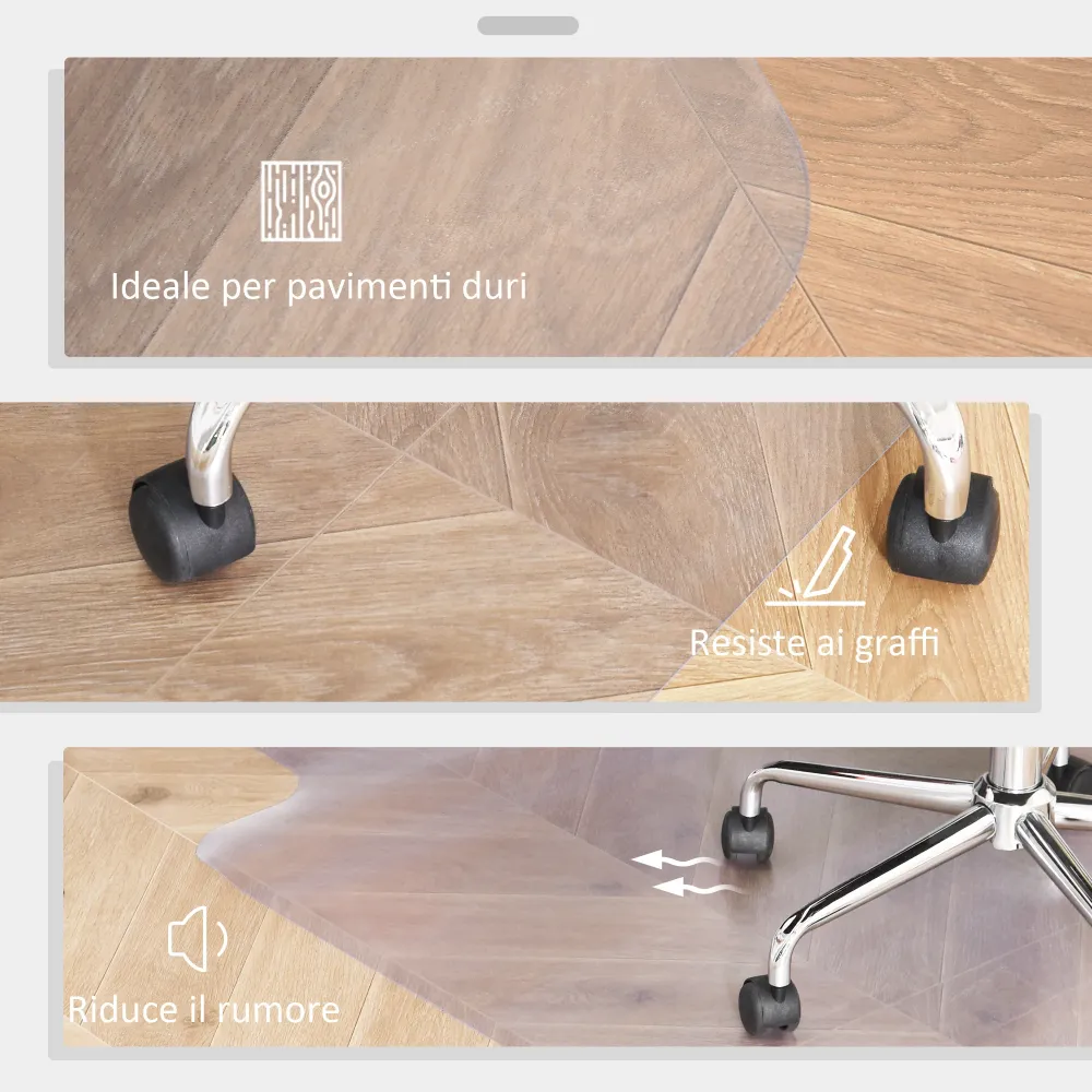 EasyComfort Tappetino per Sedia Ufficio Salvapavimento Plastica, 90x120cm, Trasparente