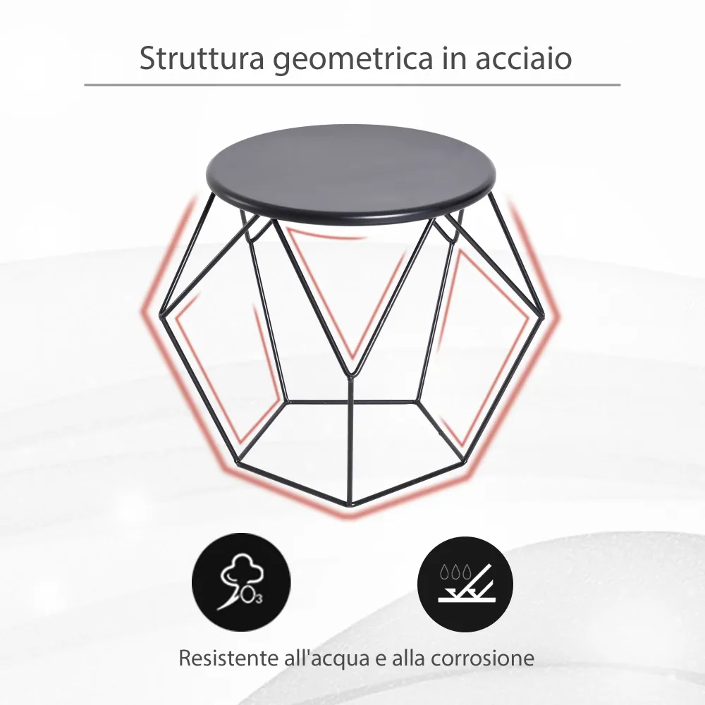 Easycomfort Tavolino da Caffè Salotto Design Nordico Minimalista Geometrico Ampio Piano, Acciaio, 54x54x44cm