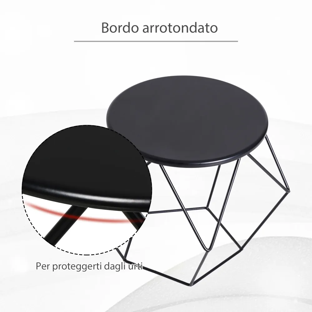 Easycomfort Tavolino da Caffè Salotto Design Nordico Minimalista Geometrico Ampio Piano, Acciaio, 54x54x44cm