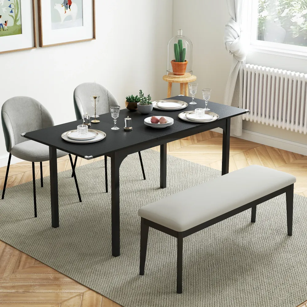 EasyComfort Tavolo Allungabile 4-6 Posti Espandibile da 120-160 cm con Gambe Acciaio, Nero