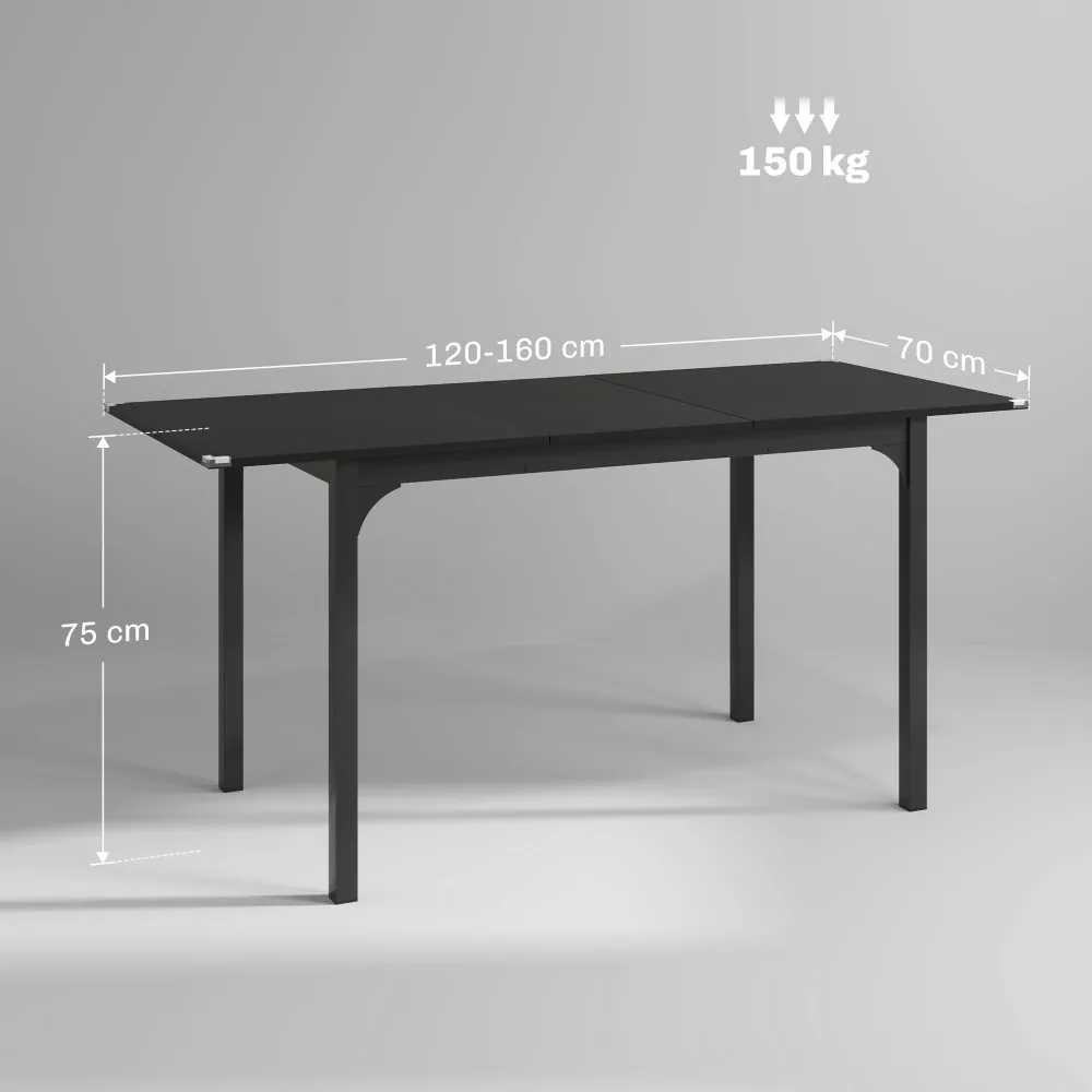 EasyComfort Tavolo Allungabile 4-6 Posti Espandibile da 120-160 cm con Gambe Acciaio, Nero