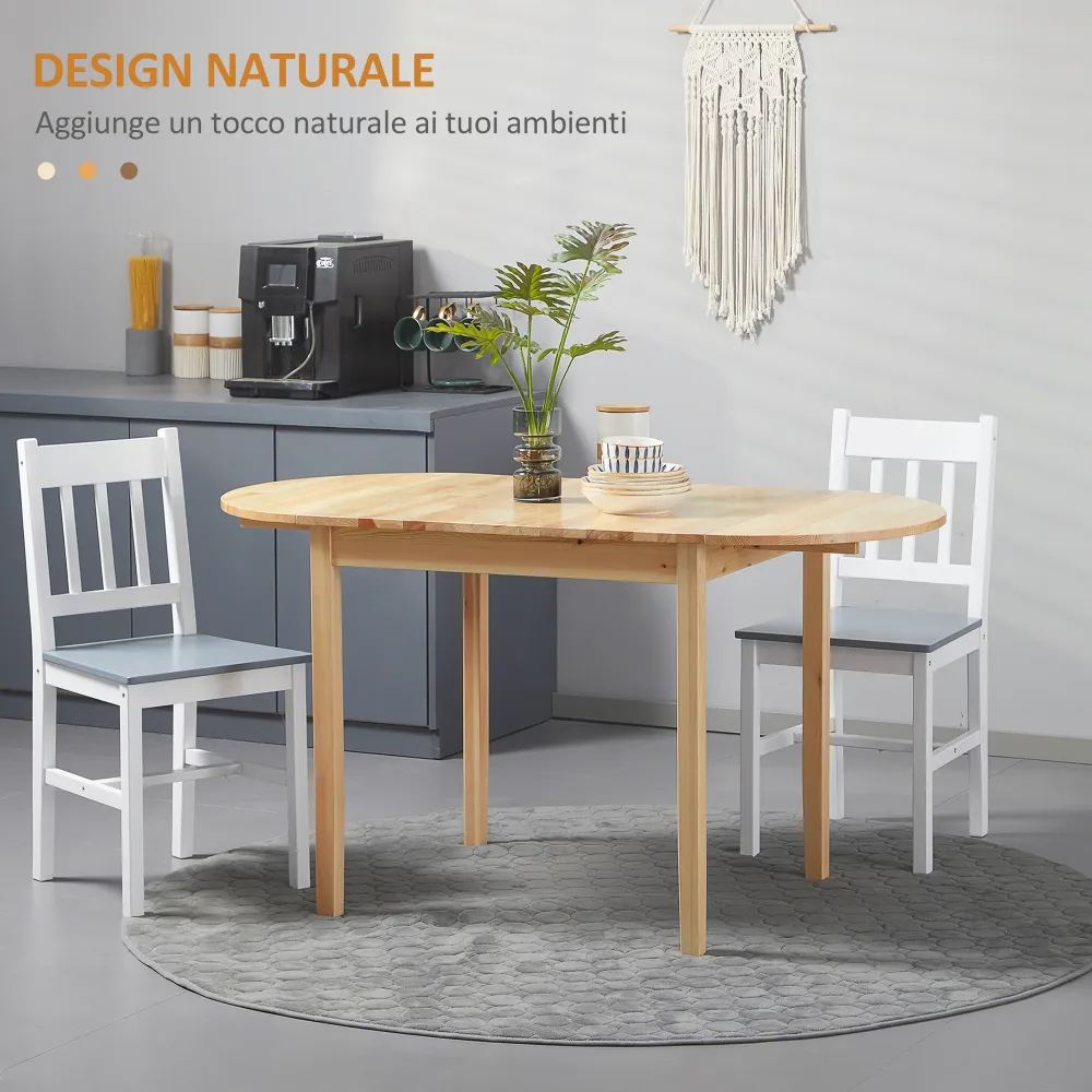 EasyComfort Tavolo Allungabile Ribalta per 4-6 Persone Legno di Pino, 140x70x75 cm, color Legno