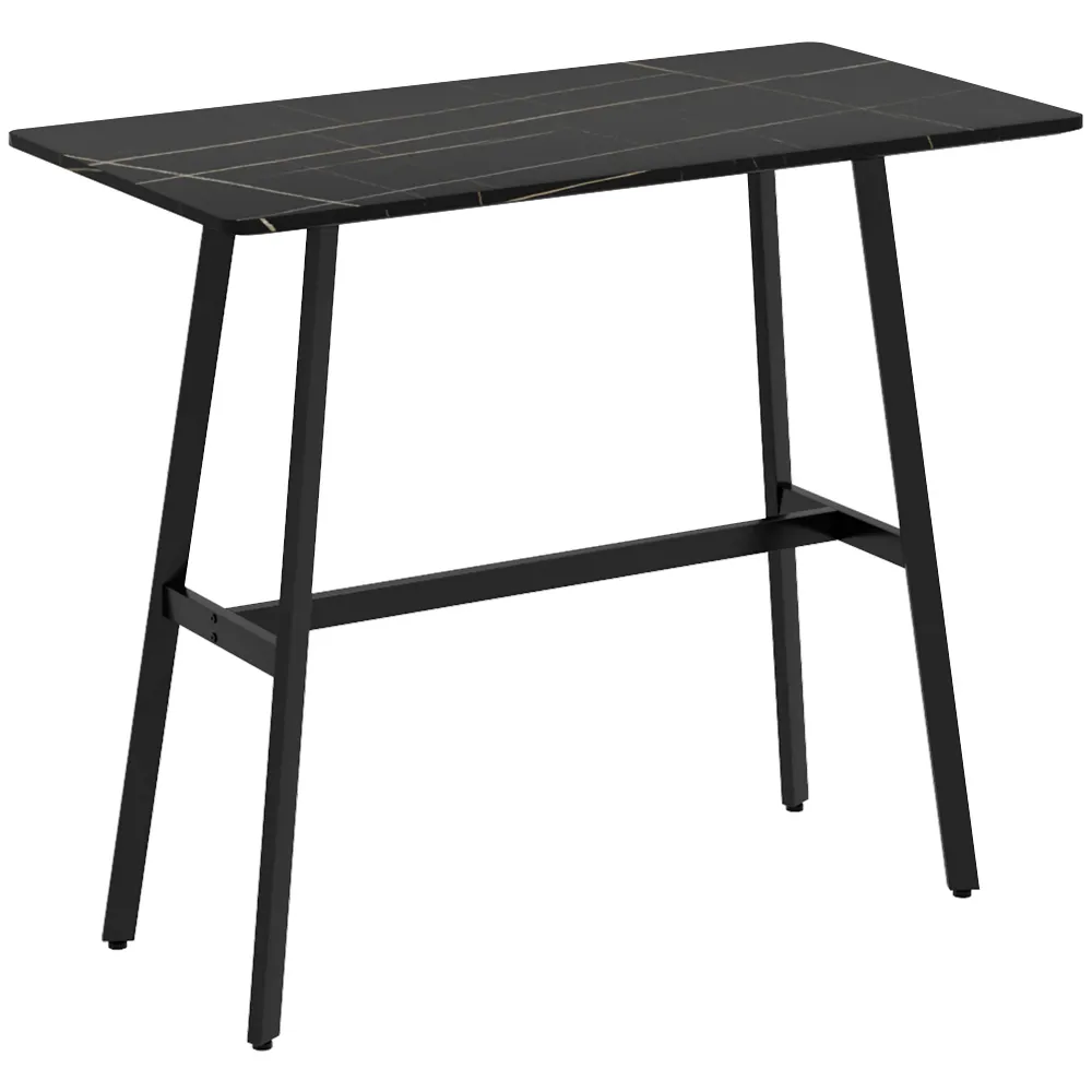 Easycomfort Tavolo da Bar Rettangolare per 4 Persone MDF e Metallo, 118x58x98 cm, Nero