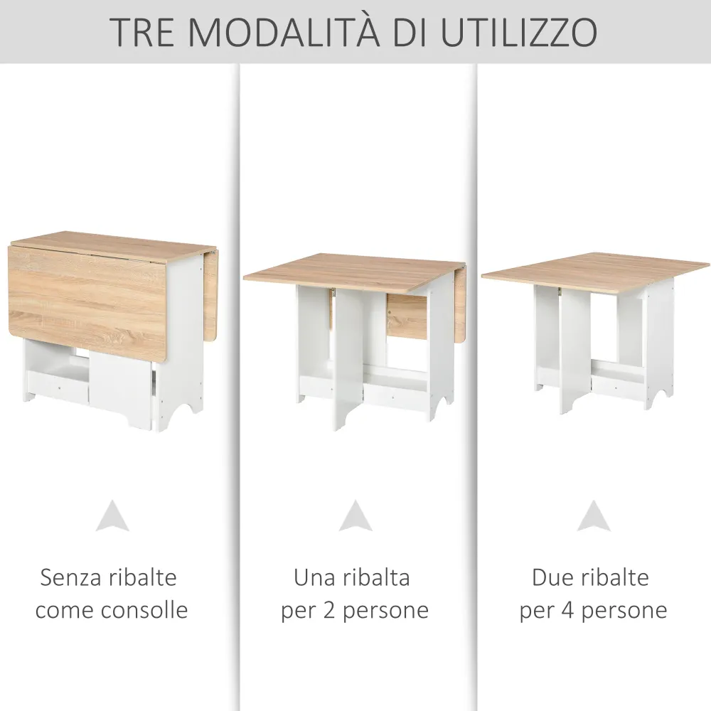 Easycomfort Tavolo Consolle Ribalta con Vano Mensola, Tavolino da Salotto e Cucina, Tavolo Ribalta, Pieghevole, Salvaspazi...