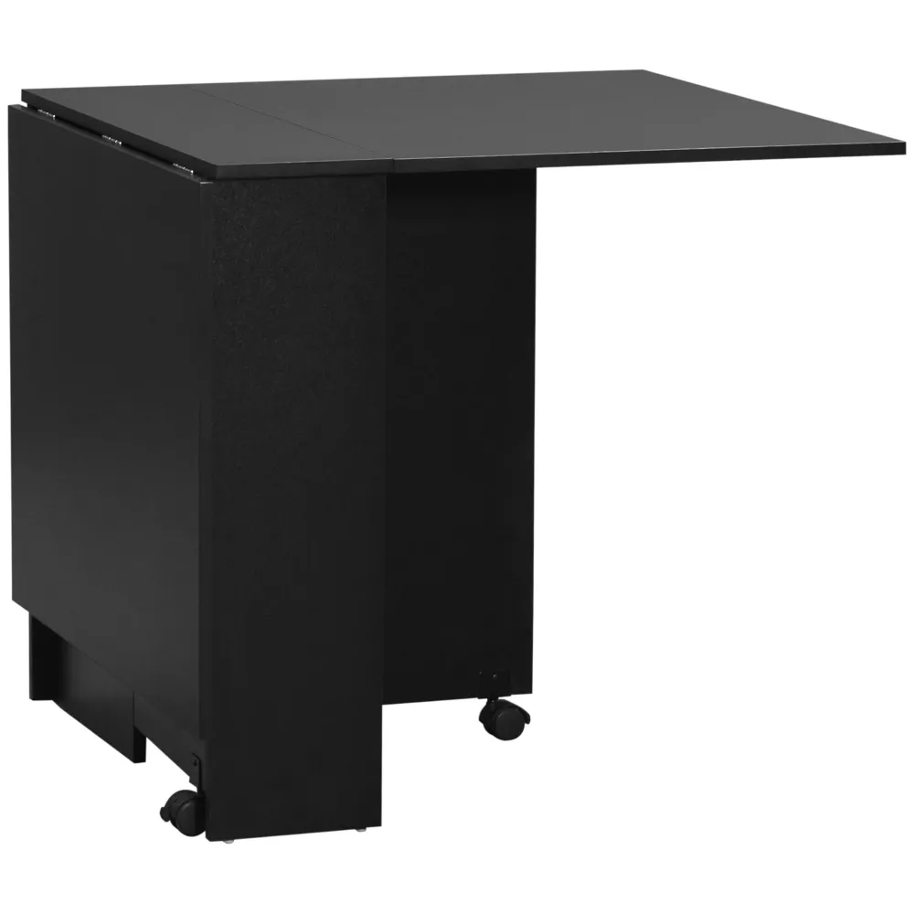 Easycomfort Tavolo Pieghevole Legno per 4-6 Persone con Ruote, 75x140x74cm, Nero