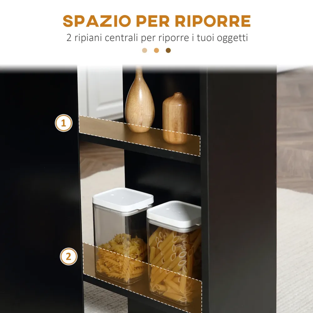 Easycomfort Tavolo Pieghevole Legno per 4-6 Persone con Ruote, 75x140x74cm, Nero