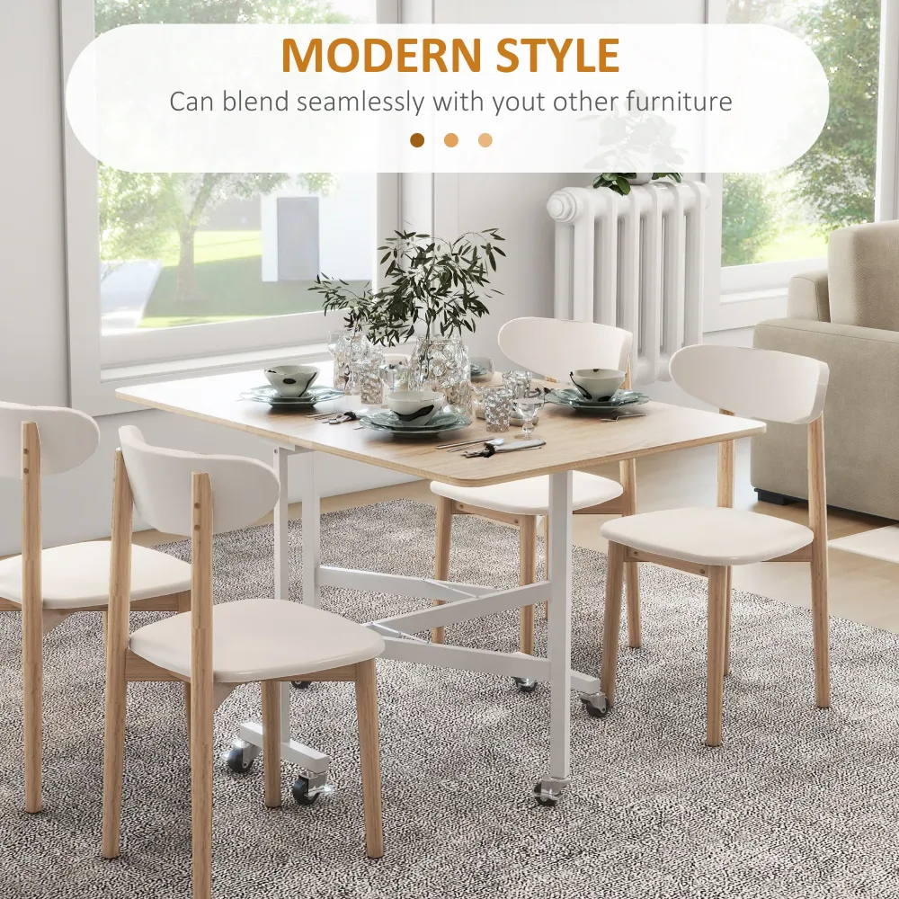 Easycomfort Tavolo Pieghevole Moderno 2 Ribalte con Rotelle MDF e Acciaio, 120x80x73cm, Marrone