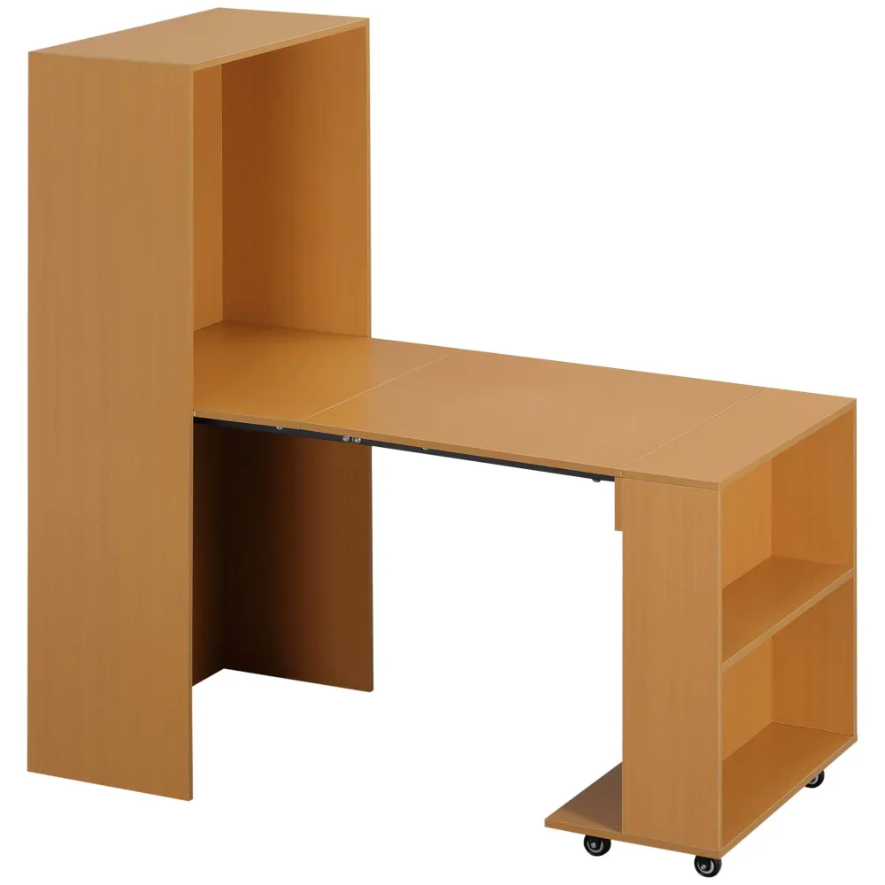 Easycomfort Tavolo Pieghevole da Pranzo max 3 Persone, Truciolato e Acciaio, 75x144x144.5 cm, color Legno