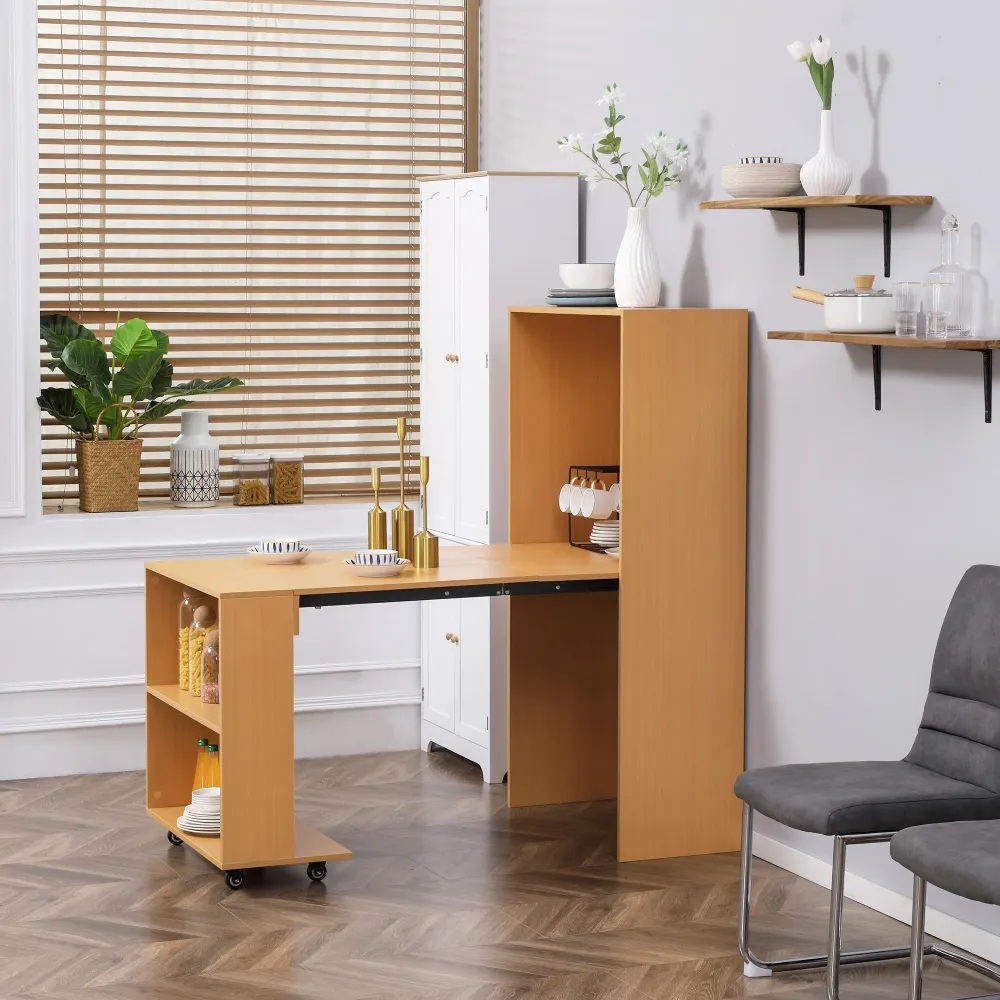 Easycomfort Tavolo Pieghevole da Pranzo max 3 Persone, Truciolato e Acciaio, 75x144x144.5 cm, color Legno