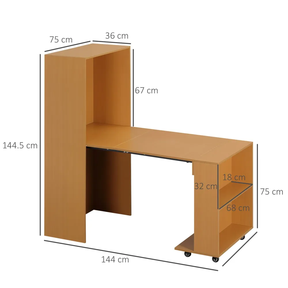 Easycomfort Tavolo Pieghevole da Pranzo max 3 Persone, Truciolato e Acciaio, 75x144x144.5 cm, color Legno