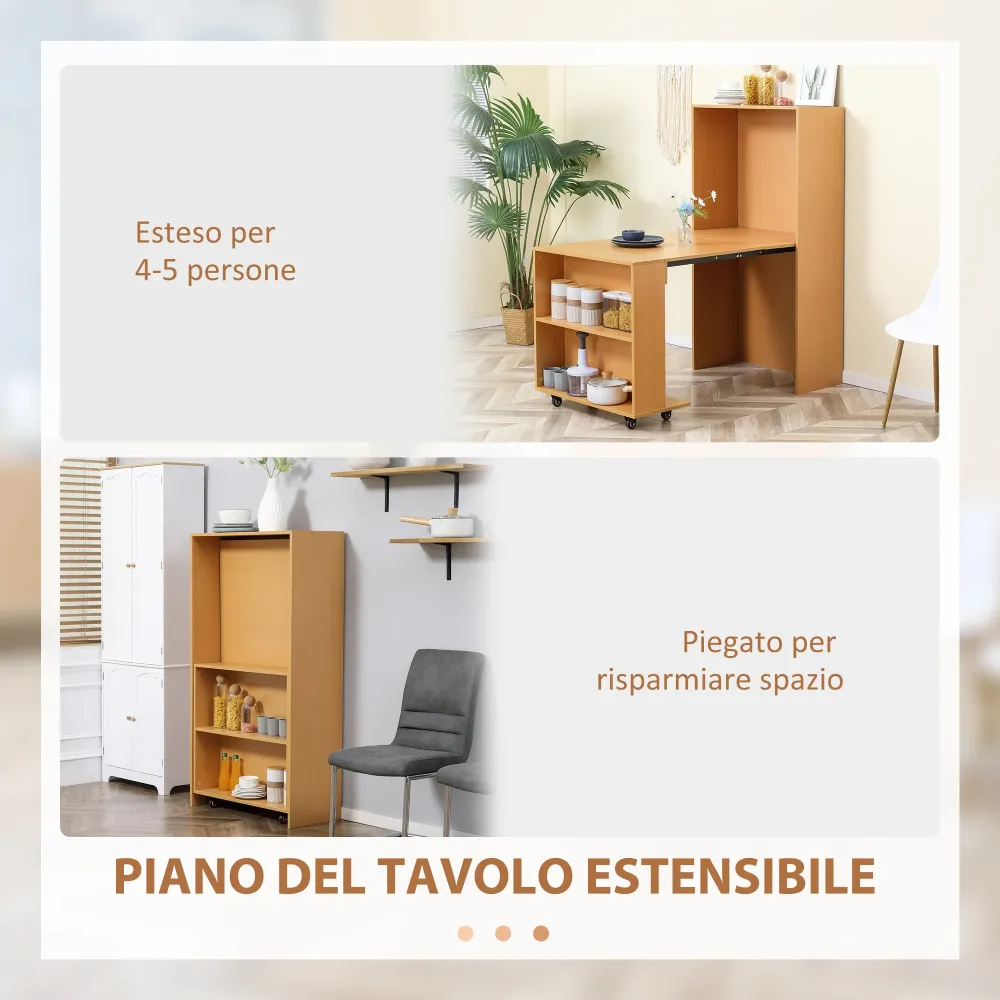 Easycomfort Tavolo Pieghevole da Pranzo max 3 Persone, Truciolato e Acciaio, 75x144x144.5 cm, color Legno
