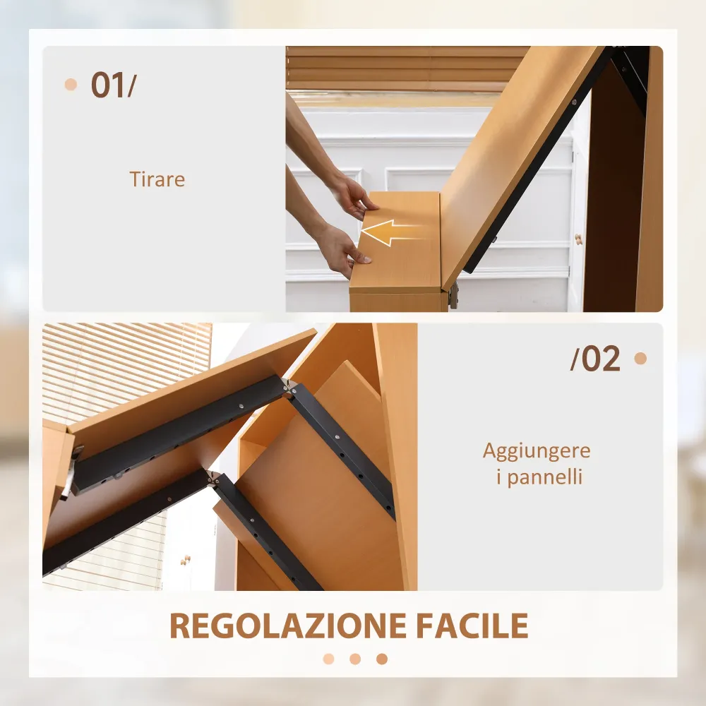 Easycomfort Tavolo Pieghevole da Pranzo max 3 Persone, Truciolato e Acciaio, 75x144x144.5 cm, color Legno