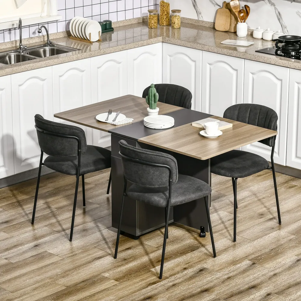 Easycomfort Tavolo Pieghevole da Pranzo Truciolato con 2 Cassetti, 1 Armadietto, max. 6 Persone, 140x76x76 cm