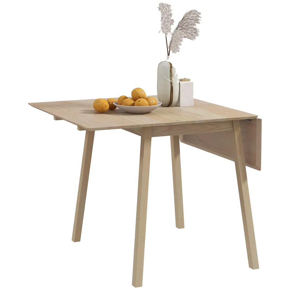 EasyComfort Tavolo Pieghevole Salvaspazio 2 Ribalte per 2-4 Persone Legno di Pino, Colore Legno Naturale