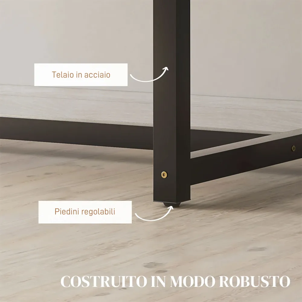 EasyComfort Tavolo da Pranzo Allungabile per 4-6 Persone Stile Industriale Legno e Acciaio, 120-160x80x75.5cm