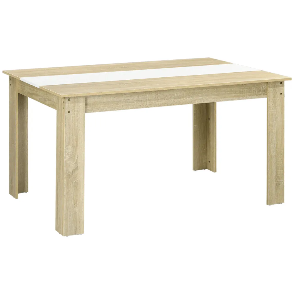 EasyComfort Tavolo da Pranzo Moderno per 6 Persone max, Truciolato, 140x89.5x75 cm, Bianco e color Rovere