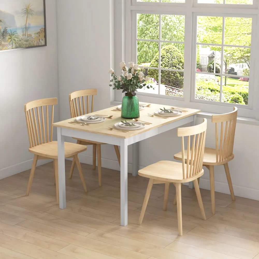 EasyComfort Tavolo da Pranzo 4 Posti con Piedini Antiscivolo, Legno di Pino, 120x75x75 cm