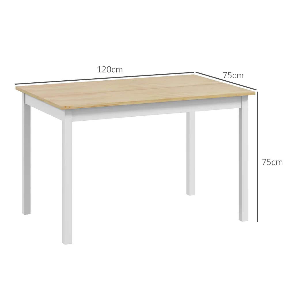 EasyComfort Tavolo da Pranzo 4 Posti con Piedini Antiscivolo, Legno di Pino, 120x75x75 cm