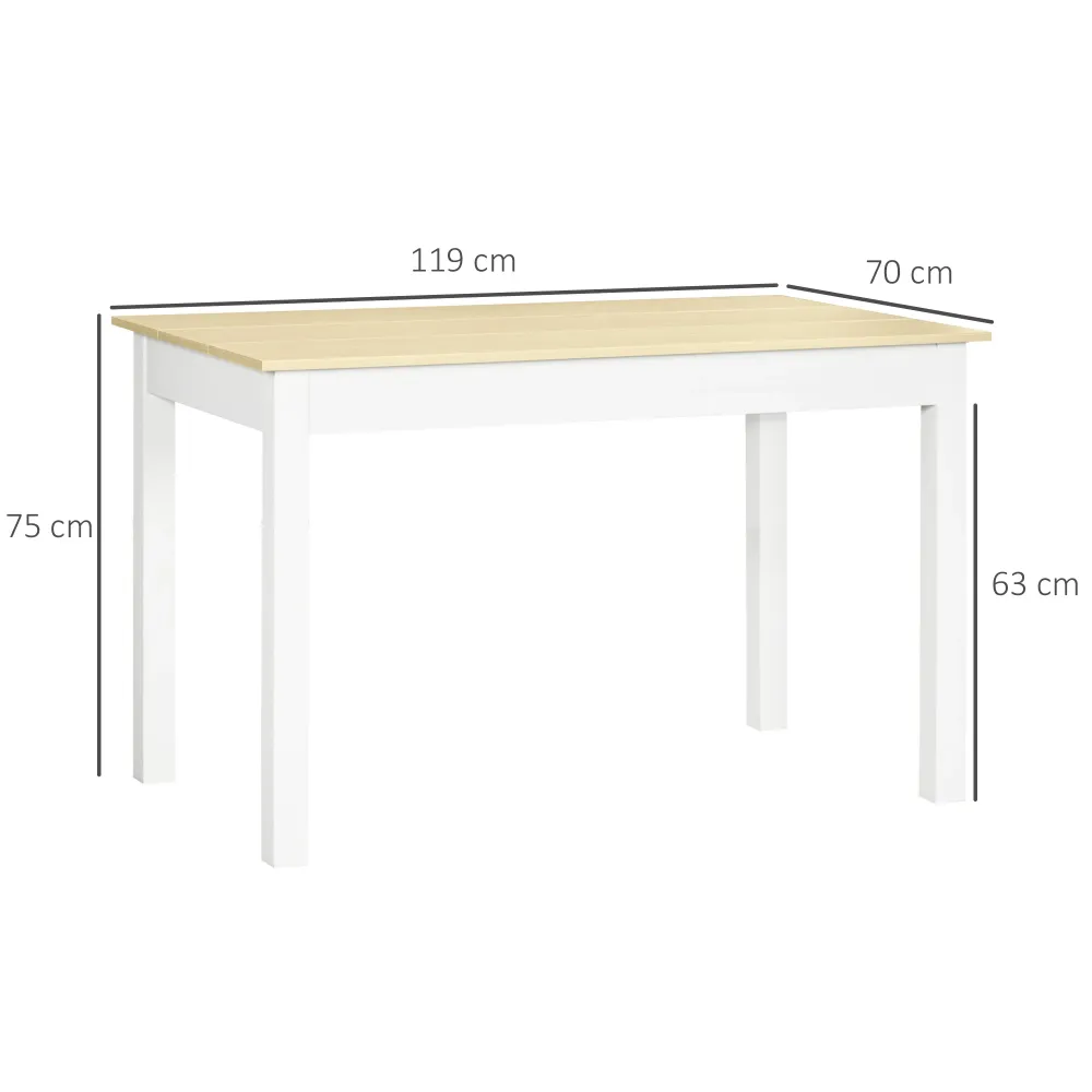 EasyComfort Tavolo da Pranzo 4-6 Posti Design Moderno per Cucina e Soggiorno, 119x70x75cm, Bianco e Legno