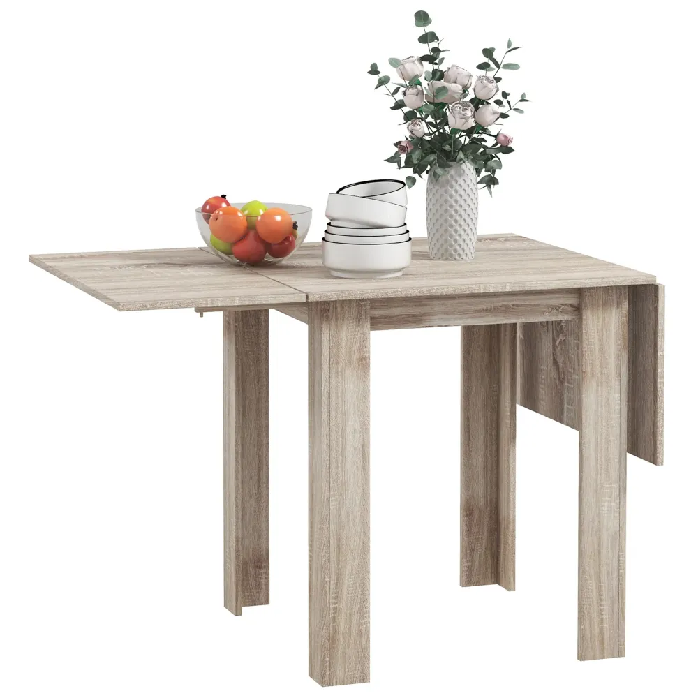 EasyComfort Tavolo Ribalta per 4 Persone max Impermeabile e Antigraffio, Truciolato, 140x70x75 cm, color Rovere