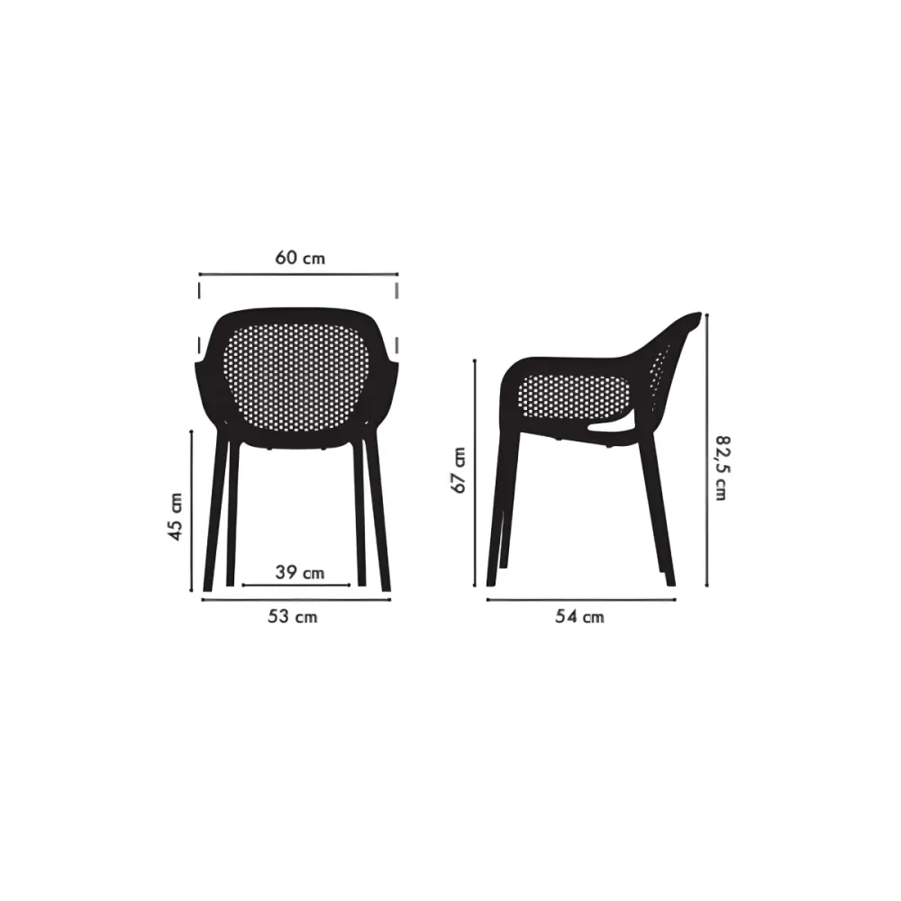 Set di sedie da pranzo "Atra" polipropilene e fibra di vetro con braccioli cm 53x54 82,5h Effezeta